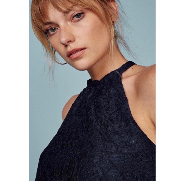 NEW REFORMATION NAVY LACE CROP TOP & WRAP SKIRT TWO-PIECE SET - Picture 3 of 8